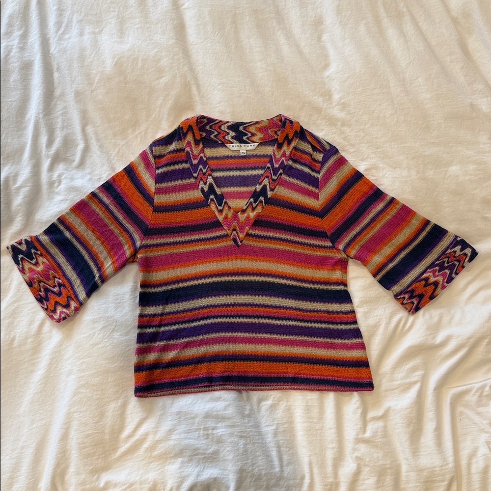 Trina Turk Retro Multi Striped Blouse